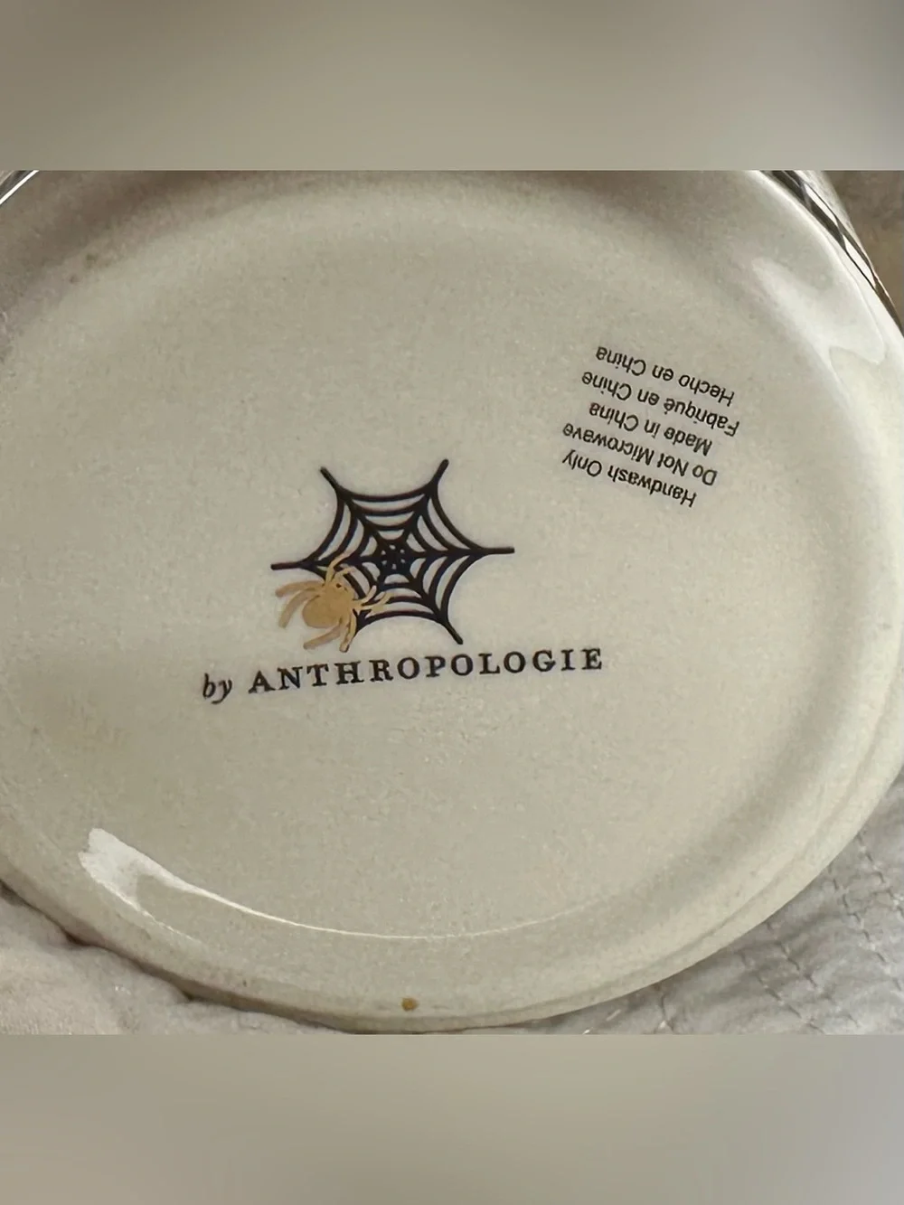 🖤 👻 🎃 New Anthropologie Bistro Tile Halloween Tricks Canister White 🖤 👻 🎃